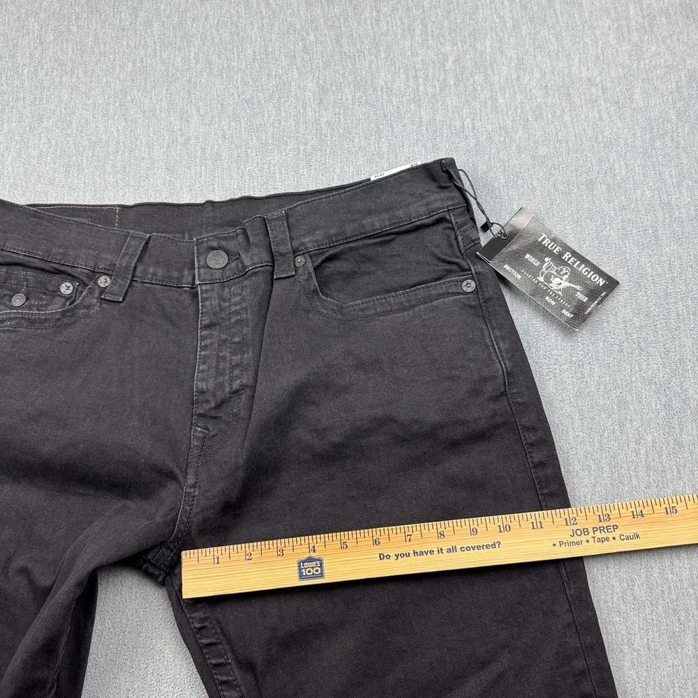 True Religion Jeans Mens 36 Black Denim Ricky Flap Relaxed Straight Pants NWT